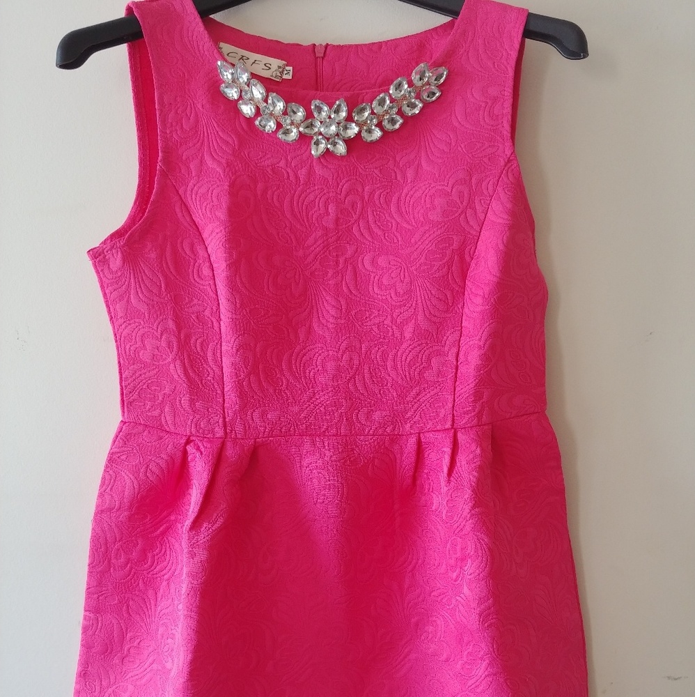 NWOT Pink dress with removable silver necklace